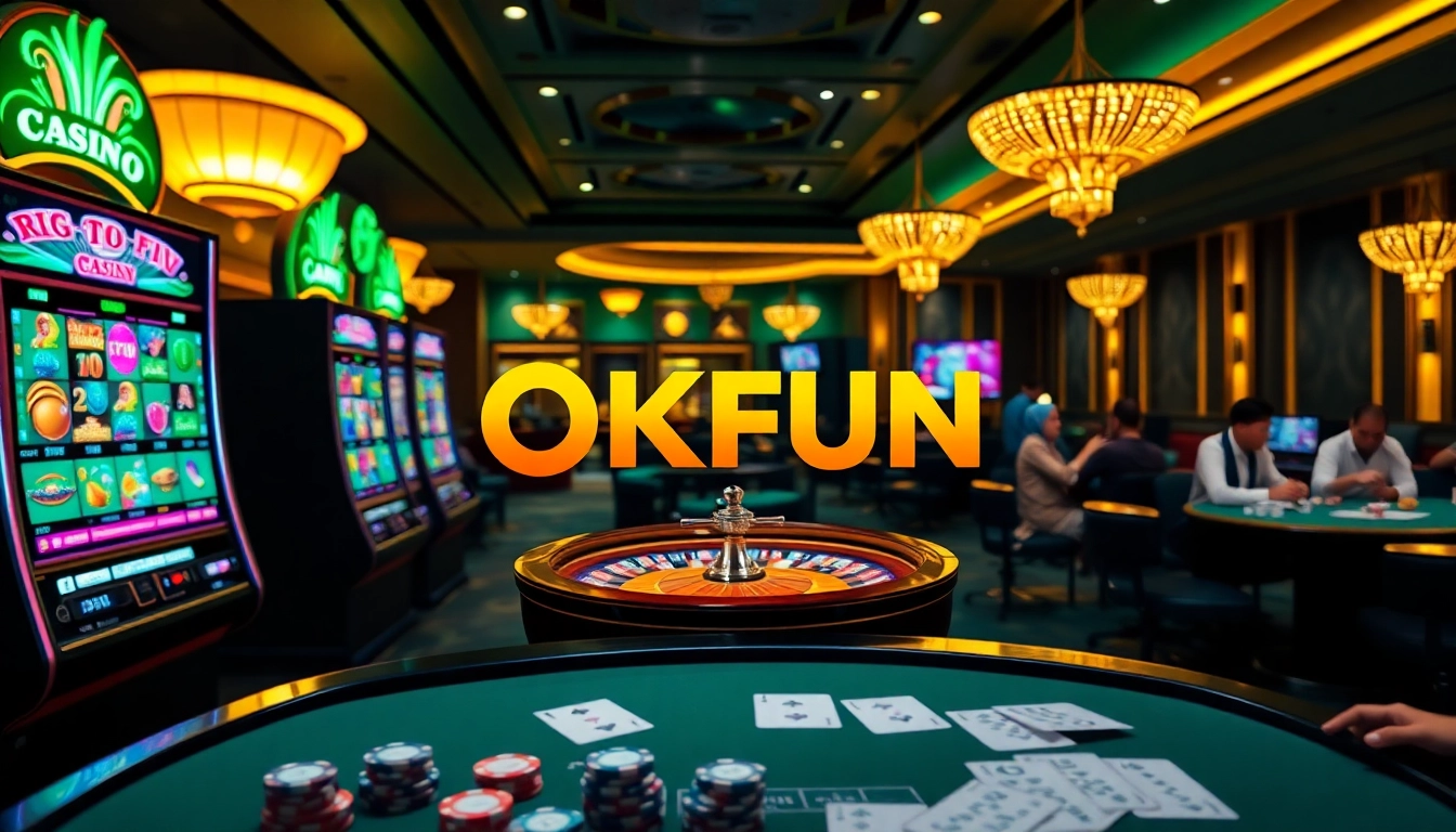 Engage in thrilling gameplay at OKFUN casino with vibrant slot machines and strategic card games.
