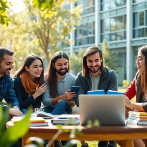 Students collaborating on campus at Bahçeşehir University, showcasing why to :bahcesehir university apply.