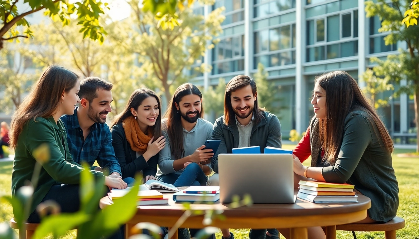 Students collaborating on campus at Bahçeşehir University, showcasing why to :bahcesehir university apply.
