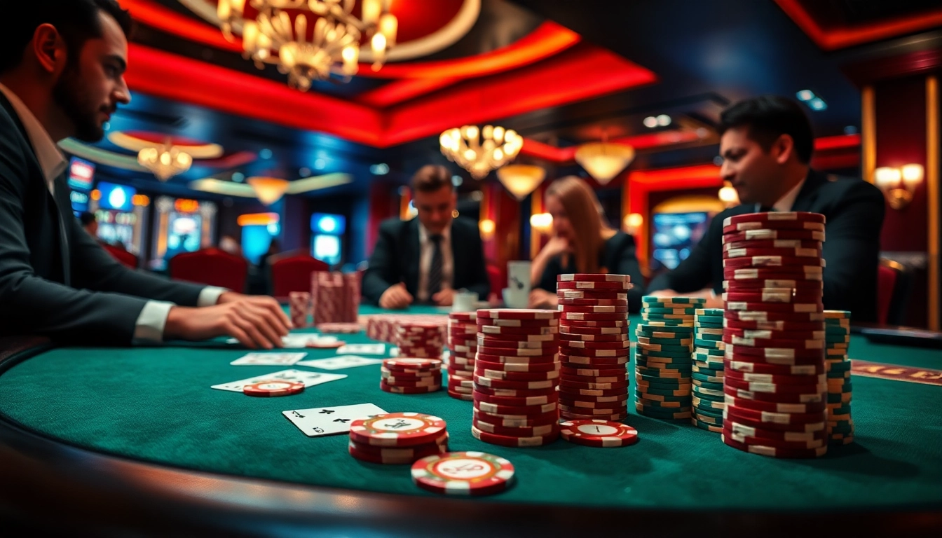 Experience the excitement of the meilleur casino en ligne belgique in a luxurious gaming setting with vibrant players and a stylish atmosphere.