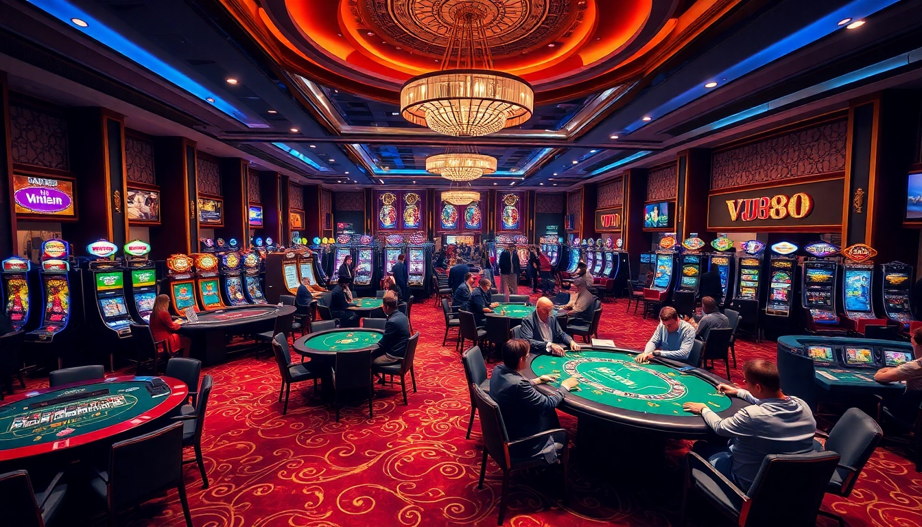 Experience the excitement of VJ88 with dynamic casino games and vibrant players at the gaming tables.