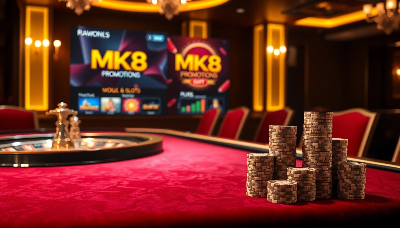 Exciting MK8 casino scene with a luxurious roulette table and vibrant poker chips.