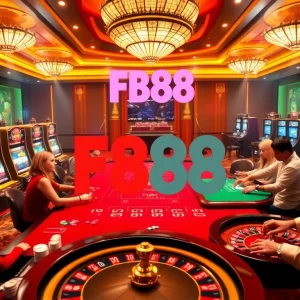 Engaging gaming table scene showcasing fb88 casino excitement with players actively participating in card games.