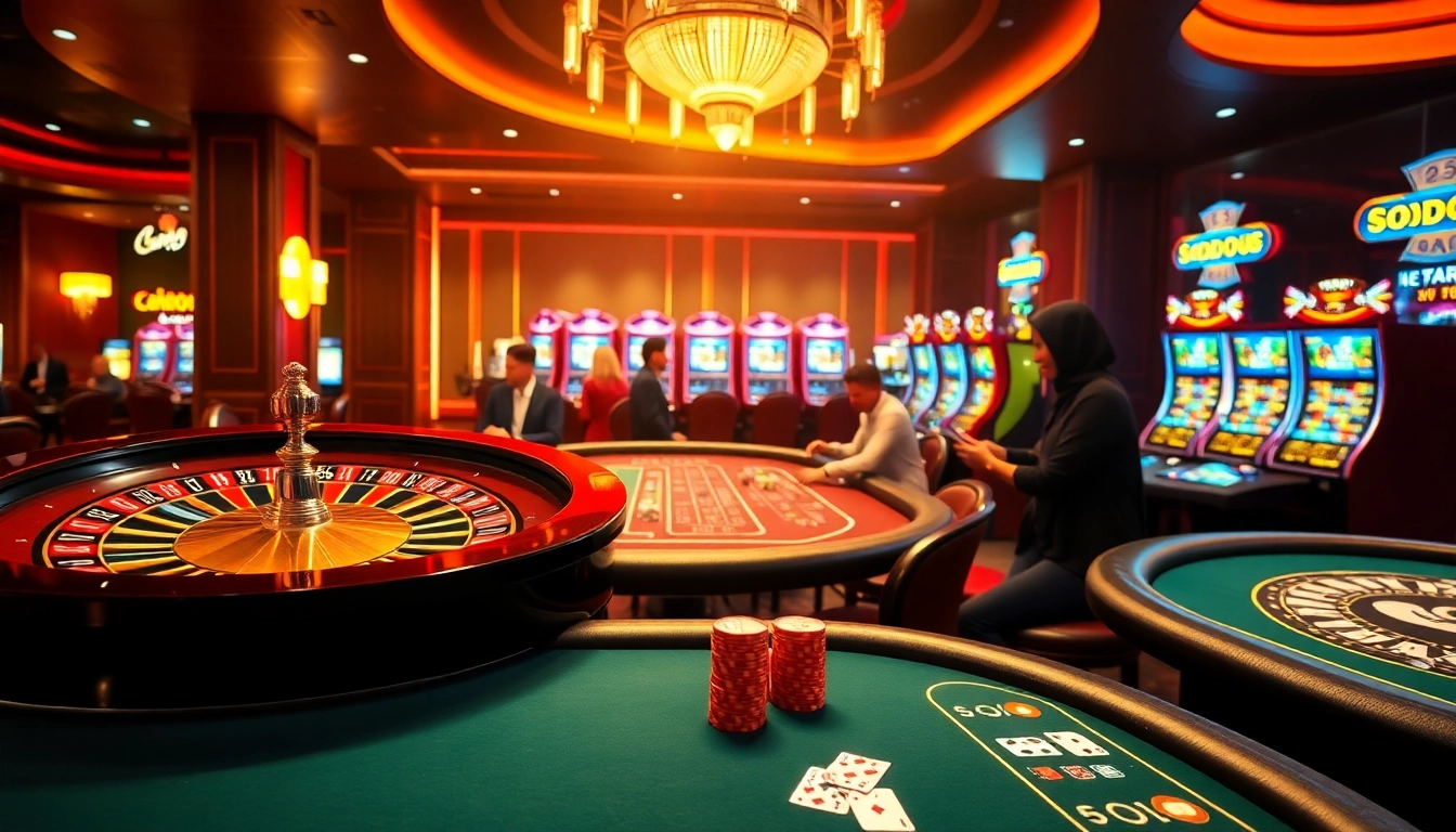 Experience the thrill of the game SODO66 with vibrant casino tables and engaging players.