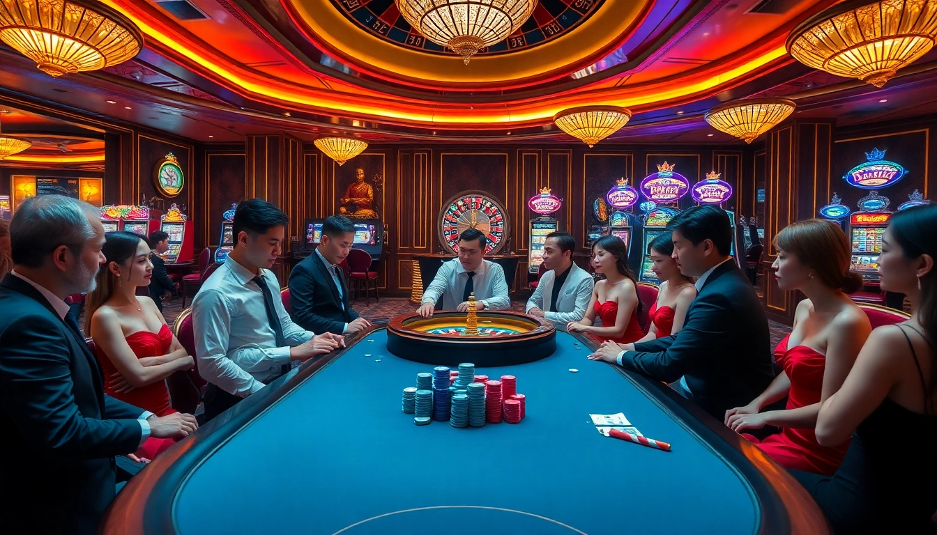 Exciting casino action at 8day.cn.com with players enjoying poker and a spinning roulette wheel.