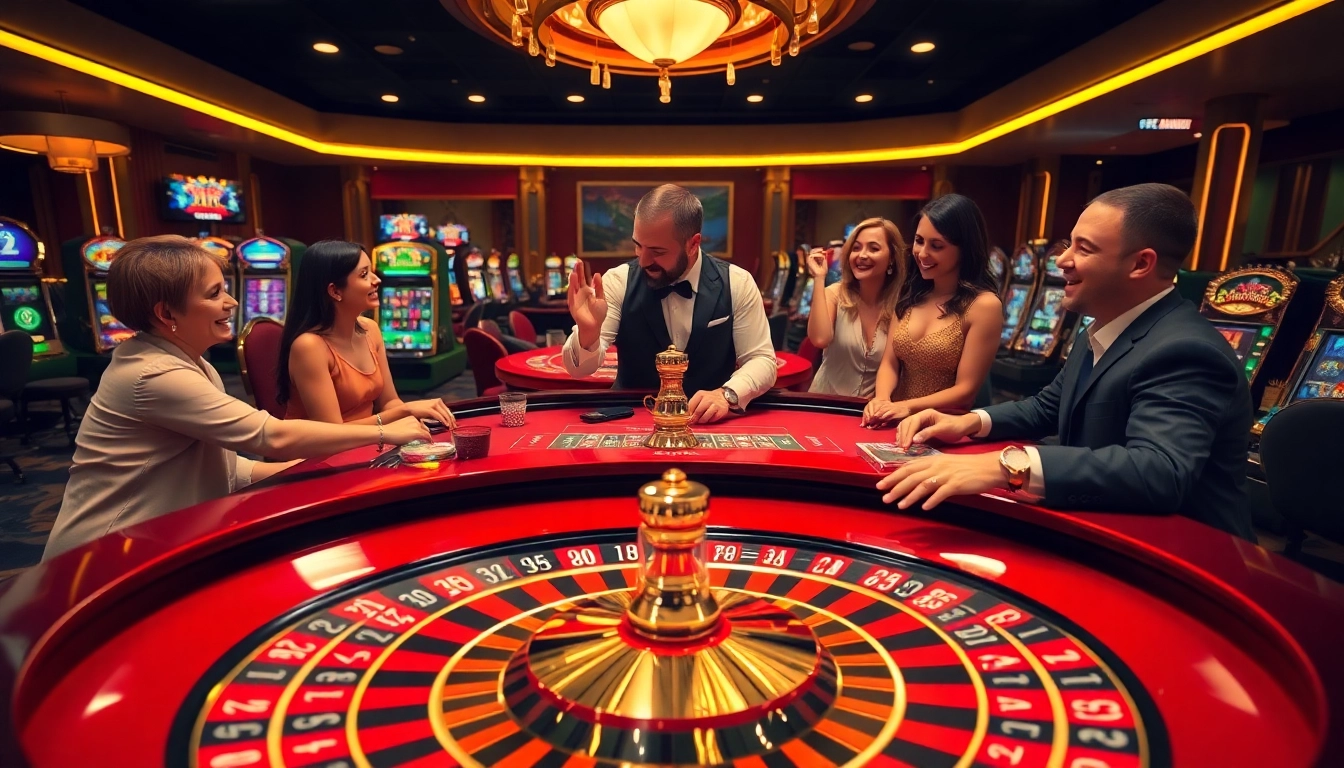 ABC 8 players winning at a luxurious casino table, celebrating their victories with poker chips and cards.