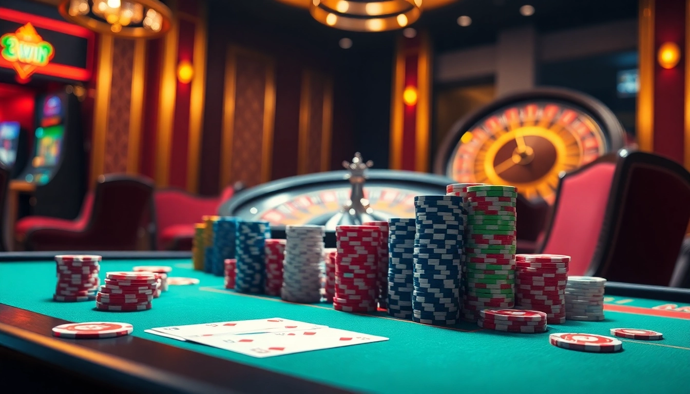 Players engaging in exciting games at a luxurious casino, showcasing 13win reviews on tables and slots.