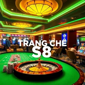 Engaging scene at TRANG CHỦ S8 casino with players at poker and roulette tables