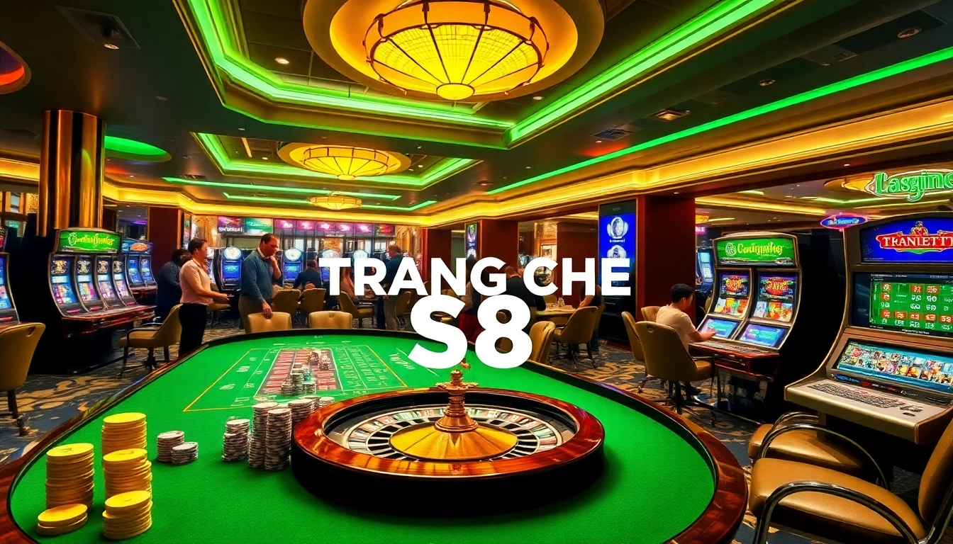 Engaging scene at TRANG CHỦ S8 casino with players at poker and roulette tables